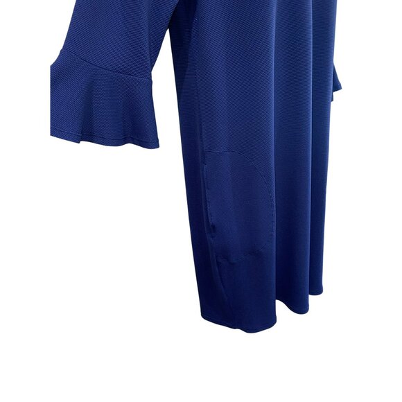 Tommy Bahama Navy Blue 3/4 Sleeve Dress W/ Flared Cuffs & Drawstring Neckline Si - Picture 6 of 11